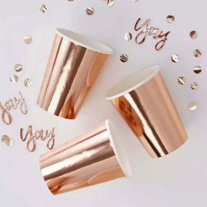 Metallic Rose Gold Paper Cups 266ml 10pk