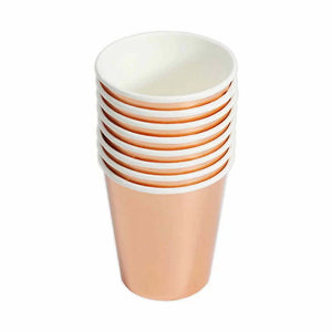 Metallic Rose Gold Paper Cups 266ml 10pk