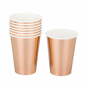 Metallic Rose Gold Paper Cups 266ml 10pk