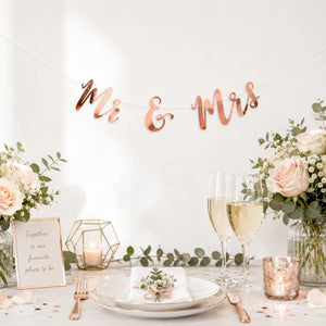 Metallic Rose Gold 'Mr & Mrs' Wedding Banner