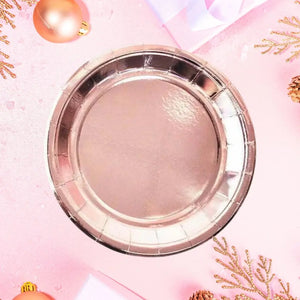Metallic Rose Gold Small Paper Plates 17cm 10pk