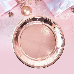 Metallic Rose Gold Small Paper Plates 17cm 10pk