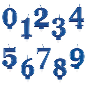 Metallic Royal Blue Number Age 0 to 9 Birthday Candle 8cm cake decorations