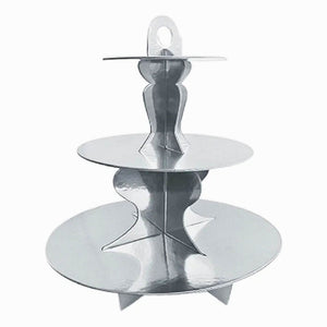 Silver foil three tier treat stand for dessert display