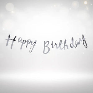 Metallic Silver Foil Happy Birthday Bunting Garland