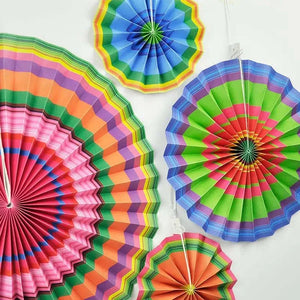 Mexican Fiesta Paper Fans Hanging Decorations 4pk
