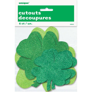 Mini Glitter Green Shamrock Cutouts 6pk
