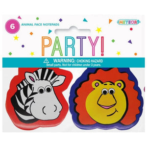 Jungle Animal Face Mini Notepads zebra Lion 6pk kids party favour supplies