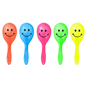 Colourful smiley face maracas for kids parties