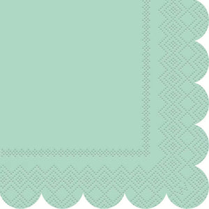 Mint Green Scalloped Edge Beverage Napkins 16pk