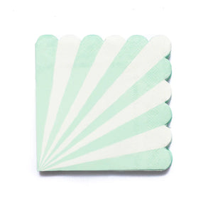 Mint & White Candy Stripe Scallop Paper Napkins 16pk