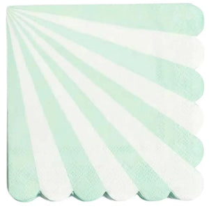 Mint & White Candy Stripe Scallop Paper Napkins 16pk