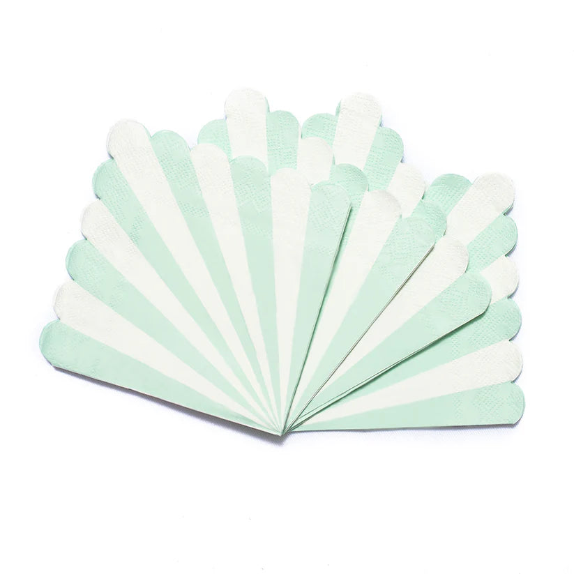 Mint & White Candy Stripe Scallop Paper Napkins 16pk
