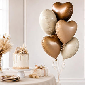 Retro neutral heart foil balloons