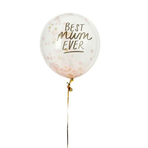 Gold and white confetti latex balloons for mum birthday décor