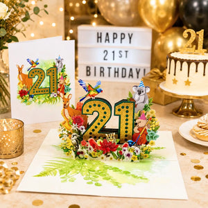 Native flower and wildlife birthday card Australia age 21