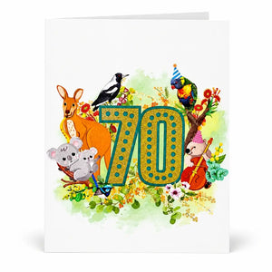 Native flower and wildlife birthday card Australia age 70