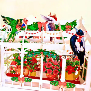 Aussie birds and native plants Christmas pop-up greeting card