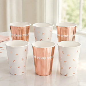 Same Penis Forever rose gold hen party paper cups 220ml 6 pack