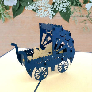 Baby Sleeping in Blue Cot 3D Baby Shower Pop Up Card - Small