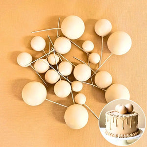 matte Cream deco foam ball cake toppers 20 piece set