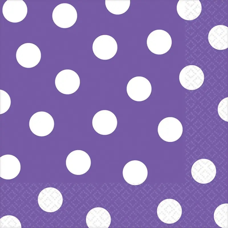New Purple Polka Dot Lunch Napkins 16pk