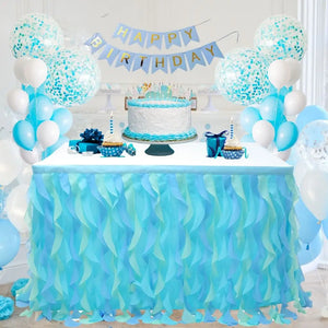 Ocean Themed Curly Fabric Table Skirt