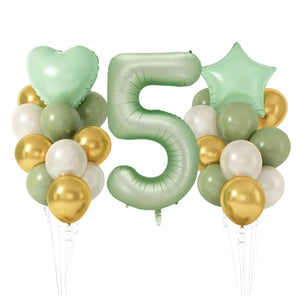Olive Green Gold White Heart Star Birthday Balloon Bundle 23pk number 5