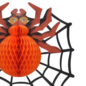 Orange Spooky Halloween Spider Paper Honeycomb