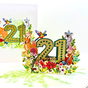 Australian animal 21st birthday 3D pop up card