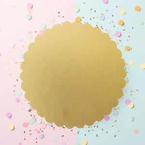Gold scalloped cake base for weddings and engagement celebrations