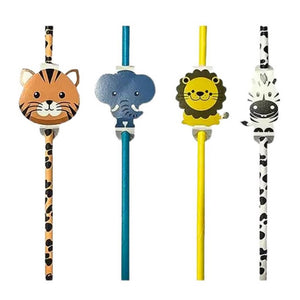 Jungle Animal Paper Drinking Straws 12pk