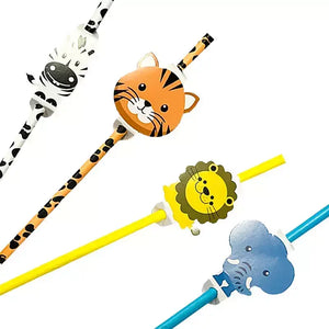 Jungle Animal Paper Drinking Straws 12pk