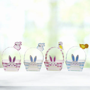 Pink & Blue Easter Bunny Paper Baskets 4pk