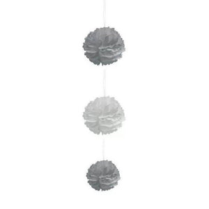 Grey Tissue Paper Pom Pom Balls 3pk