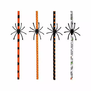 Halloween Spider Paper Drinking Straws 10pk