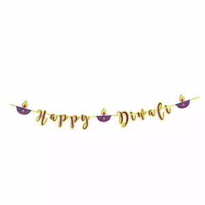 Purple & Gold Happy Diwali Banner