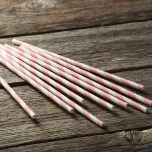 Pink Striped Paper Straws 20pk