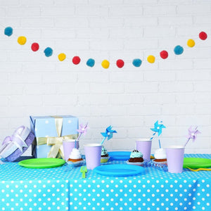 Rainbow Tissue Paper Pom Pom Bunting