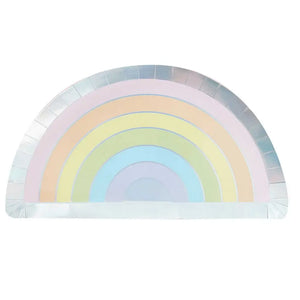 Pastel & Iridescent Foiled Rainbow Paper Plates 8pk