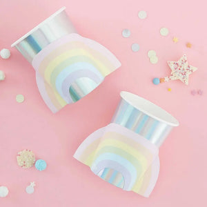 Pastel & Iridescent Rainbow Paper Cups 8pk