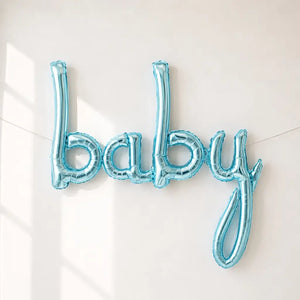 Pastel Blue 'baby' Script Baby Shower Foil Balloon