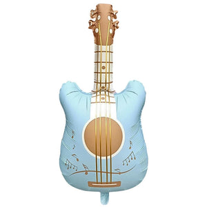 Pastel blue guitar foil balloon for rockstar birthday decorations