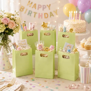 Pastel green party bags for birthdays and celebrations