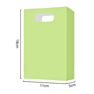 Green paper treat bags with carry handles