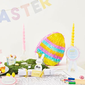 Pastel bunny table decorations for kids Easter party theme