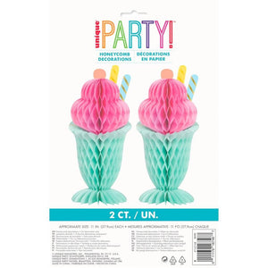 Pastel Ice Cream Sundae Honeycomb Centrepieces 2pk