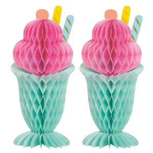 Pastel Ice Cream Sundae Honeycomb Centrepieces 2pk