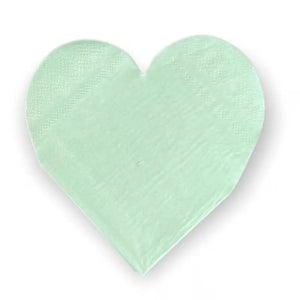 Pastel mint green heart paper napkins 16 pack