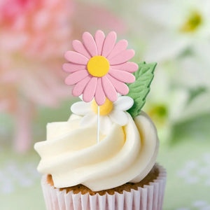 Pastel Pink Daisy Cupcake Toppers 5pk